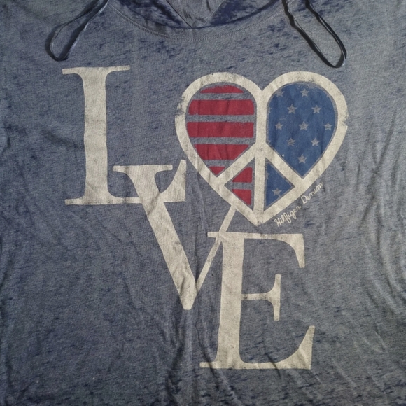 Tommy Hilfiger T-Shirt Women's Medium Blue Short Sleeve Graphic Logo Casual - Picture 4 of 6